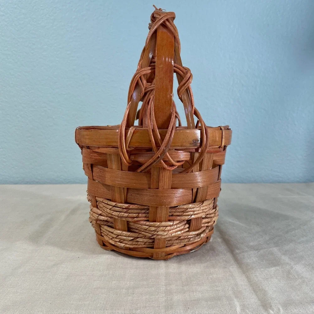 Vintage Fall Basket with Autumn Leaves and Acorns Cottage Decor
